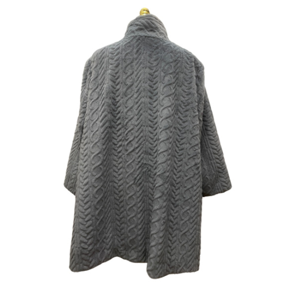 DENNIS BASSO Faux Fur Gray Textured Coat Jacket 3X 4XL Stand Collar QVC - Picture 5 of 11